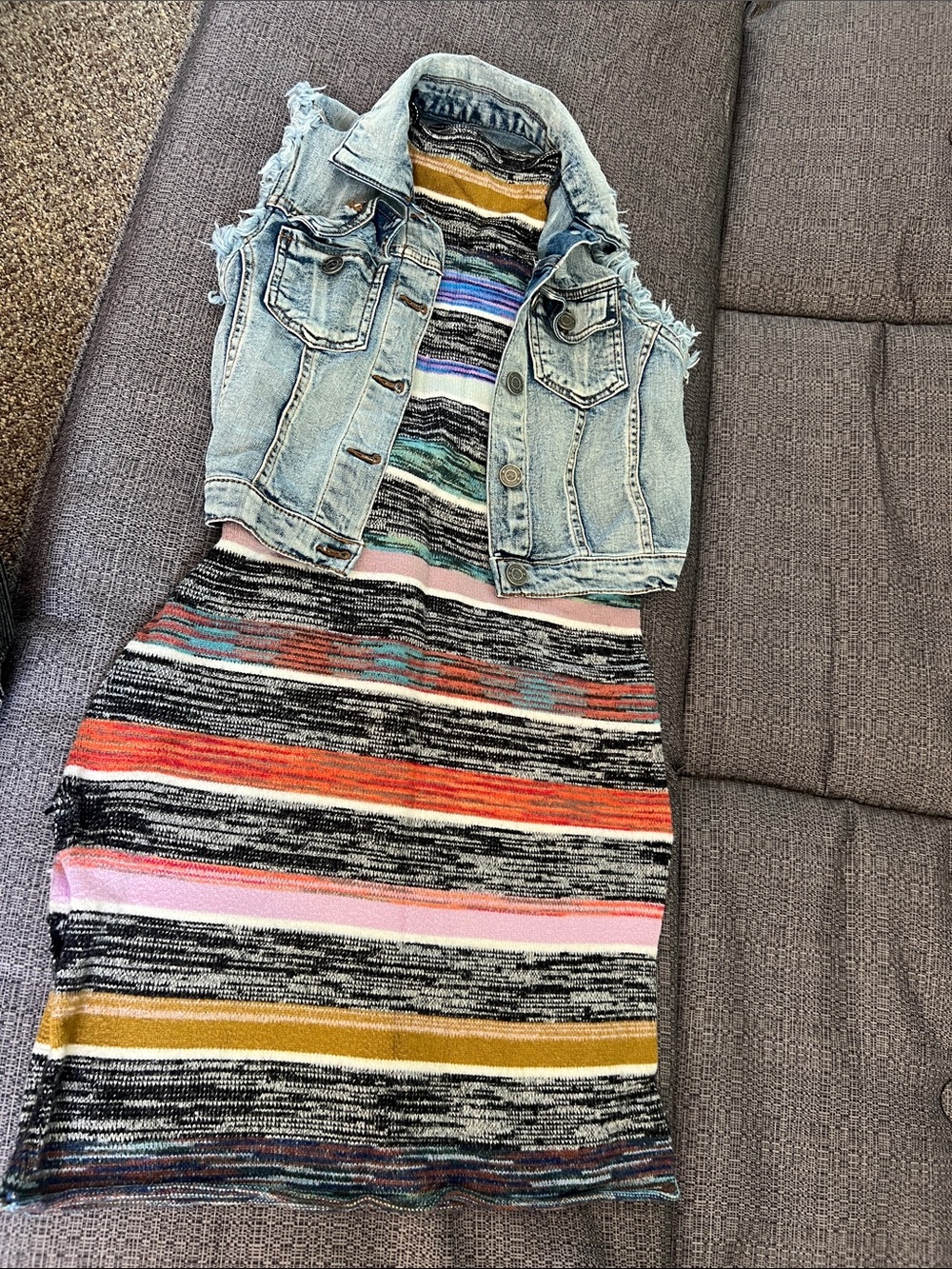 Signature Striped Multicolor Midi dress with Bold Bands